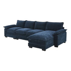 Canapé d'angle en chenille 5 places en forme de L avec chaise longue réversible et fonction couchage pour salon, appartement