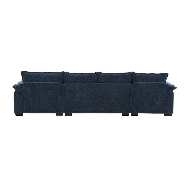 Canapé d'angle en chenille 5 places en forme de L avec chaise longue réversible et fonction couchage pour salon, appartement