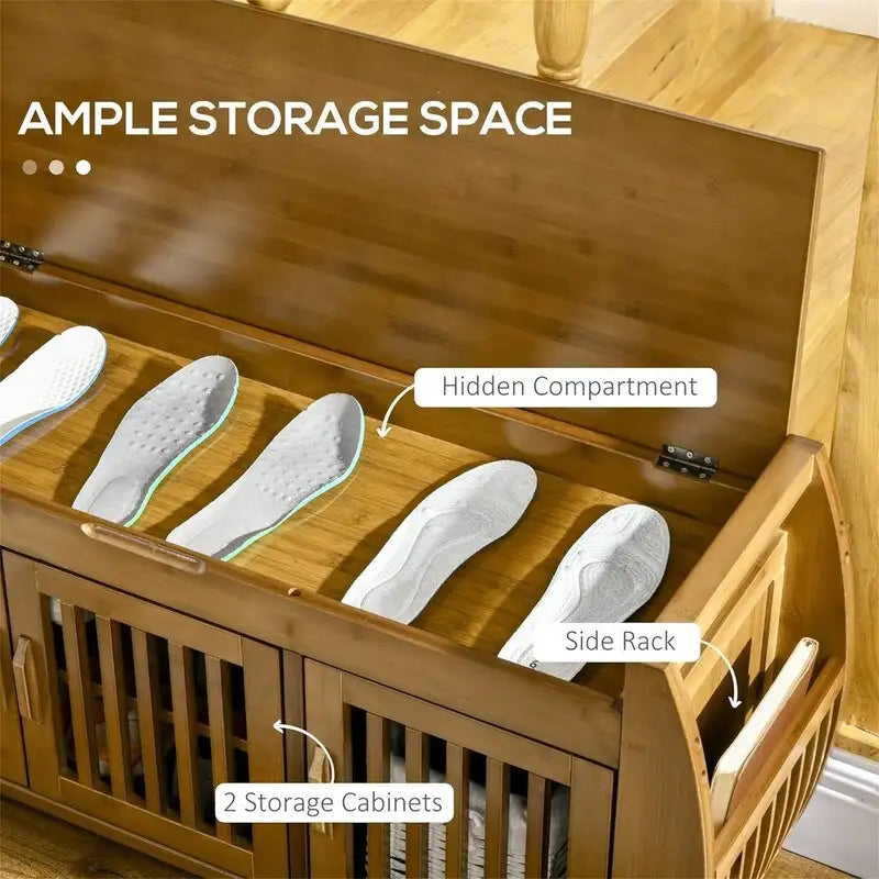 Banc à chaussures avec armoires de rangement – 12.5P x 40.25L x 18.25H