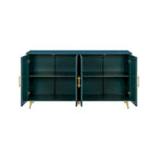 Meuble TV en bois avec armoire de rangement et étagères réglables, Console TV multimédia pour salon ou chambre (VERT)