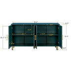 Meuble TV en bois avec armoire de rangement et étagères réglables, Console TV multimédia pour salon ou chambre (VERT)