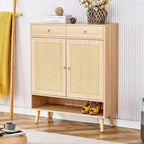 Meuble de rangement minimaliste moderne, meuble à chaussures en rotin, meuble haut de lit. Belle forme pour les couloirs et les salons