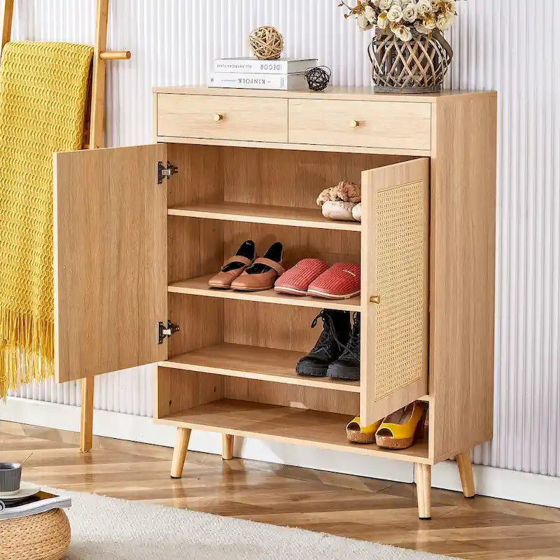 Meuble de rangement minimaliste moderne, meuble à chaussures en rotin, meuble haut de lit. Belle forme pour les couloirs et les salons