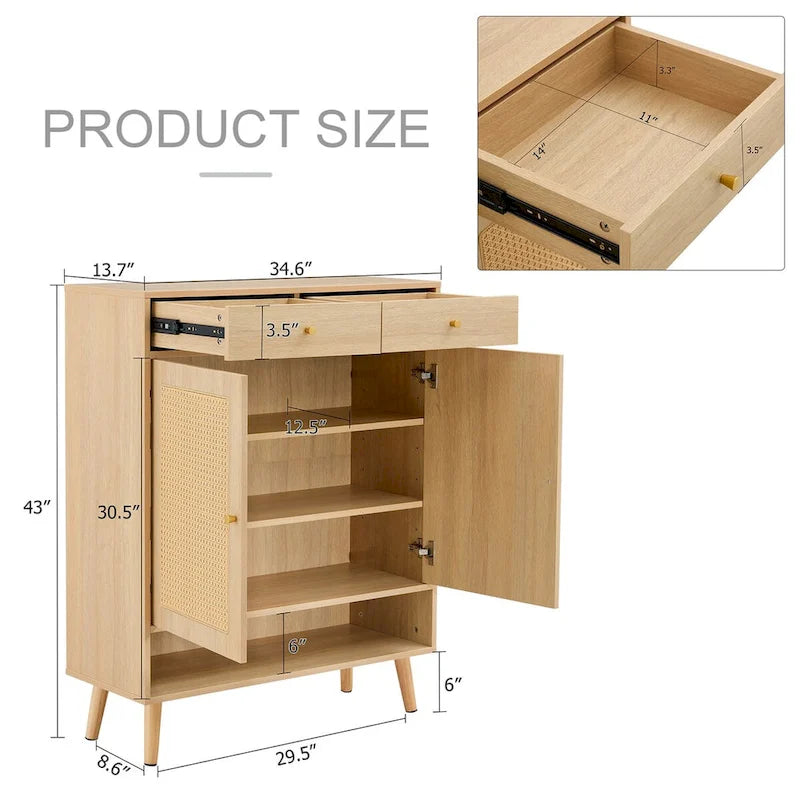 Meuble de rangement minimaliste moderne, meuble à chaussures en rotin, meuble haut de lit. Belle forme pour les couloirs et les salons