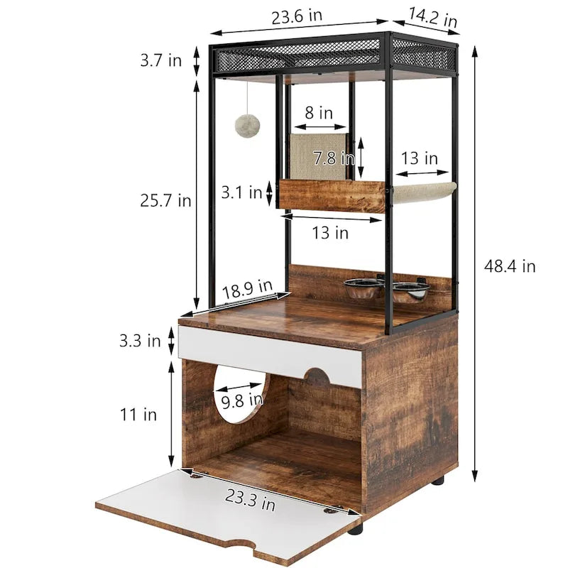 Meubles pour litière pour chat avec arbre à chat, meuble pour chat, armoire pour chat