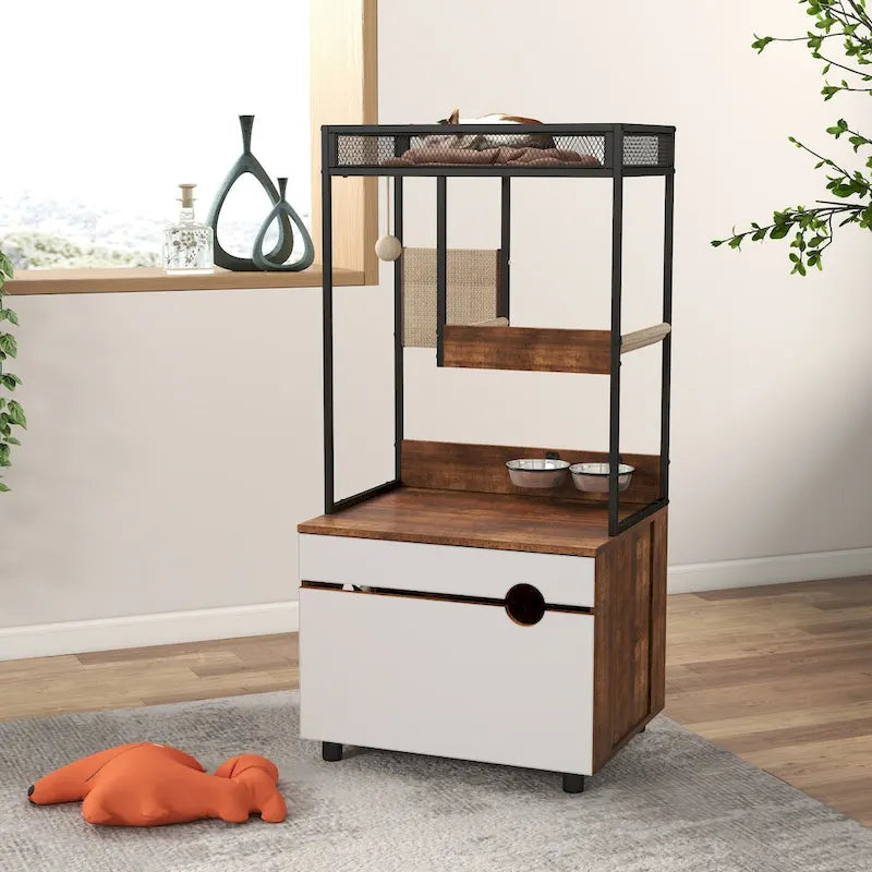 Meubles pour litière pour chat avec arbre à chat, meuble pour chat, armoire pour chat