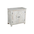 Whitewash Hand Carved 2 Door Accent Cabinet