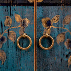 Cabinet floral indigo antique à deux tiroirs 38X16X33H - 16 L x 38.5 W x 33 H