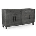 Solid Wood 4 Door Sideboard - Gray - N/A