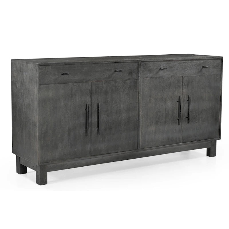  Solid Wood 4 Door Sideboard - Gray - N/A