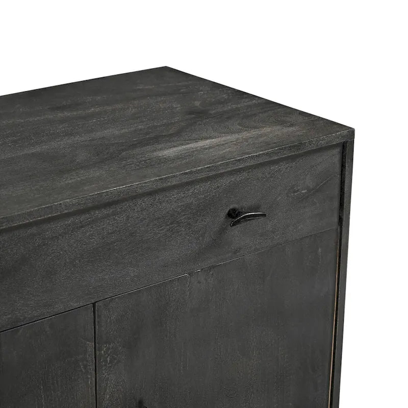 Bahut 4 portes en bois massif - Gris