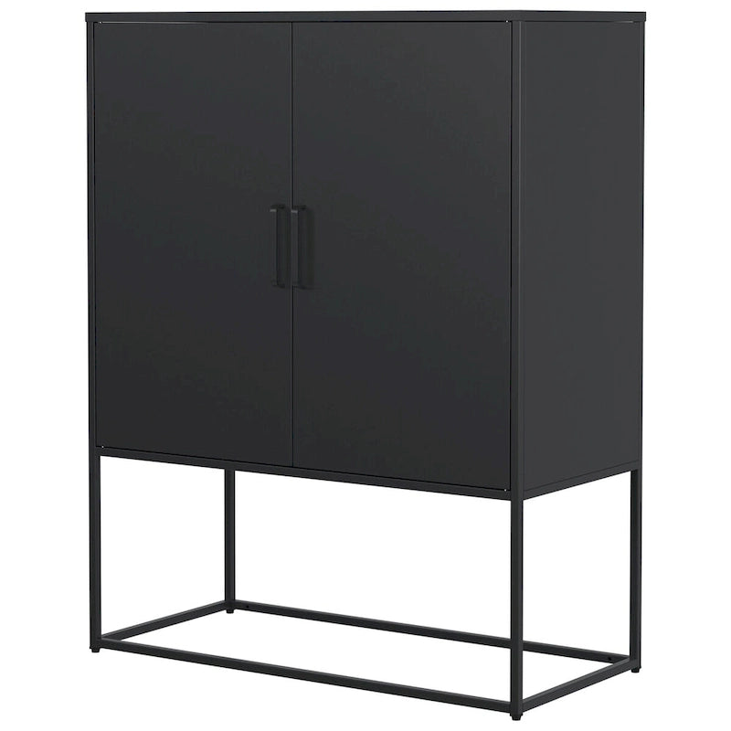 Meuble de rangement en acier avec étagères réglables, meuble d'appoint autoportant avec portes magnétiques, buffet bahut robuste