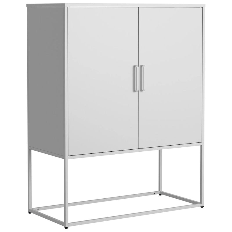Meuble de rangement en acier avec étagères réglables, meuble d'appoint autoportant avec portes magnétiques, buffet bahut robuste