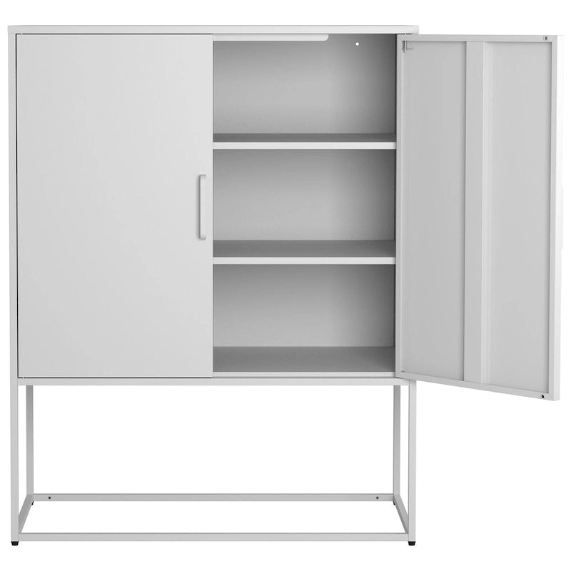 Meuble de rangement en acier avec étagères réglables, meuble d'appoint autoportant avec portes magnétiques, buffet bahut robuste