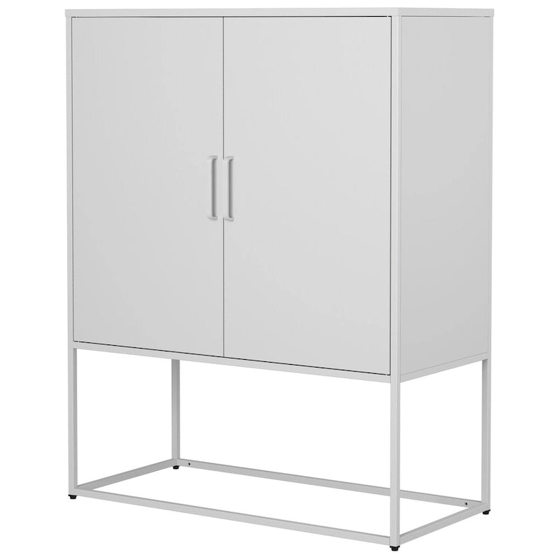 Meuble de rangement en acier avec étagères réglables, meuble d'appoint autoportant avec portes magnétiques, buffet bahut robuste