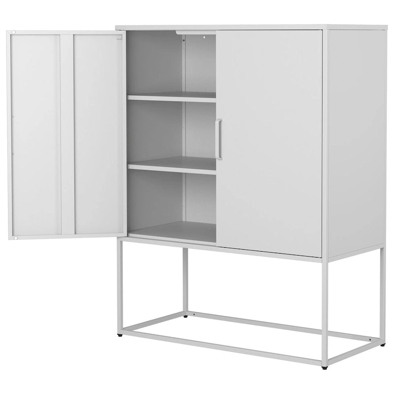 Meuble de rangement en acier avec étagères réglables, meuble d'appoint autoportant avec portes magnétiques, buffet bahut robuste