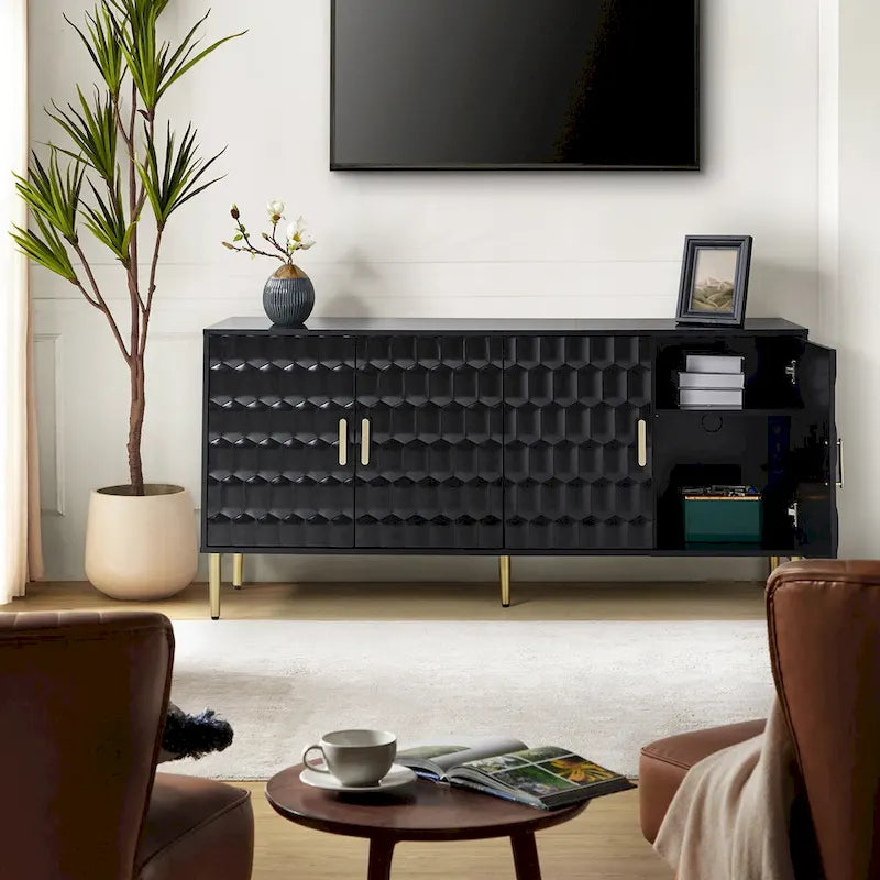 Buffet moderne de 160 cm de large avec étagères réglables par HULALA HOME