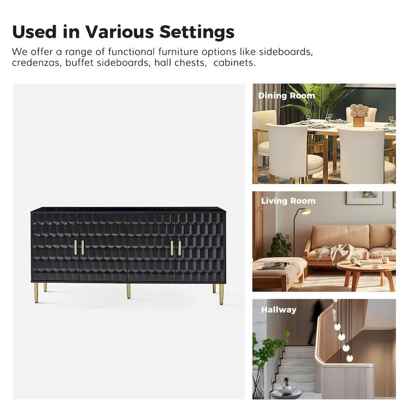 Buffet moderne de 160 cm de large avec étagères réglables par HULALA HOME