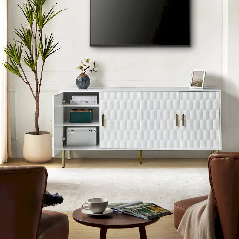 Buffet moderne de 160 cm de large avec étagères réglables par HULALA HOME