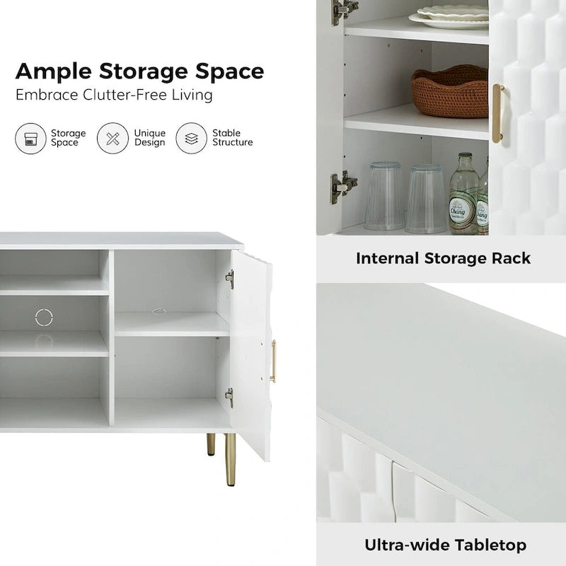 Buffet moderne de 160 cm de large avec étagères réglables par HULALA HOME