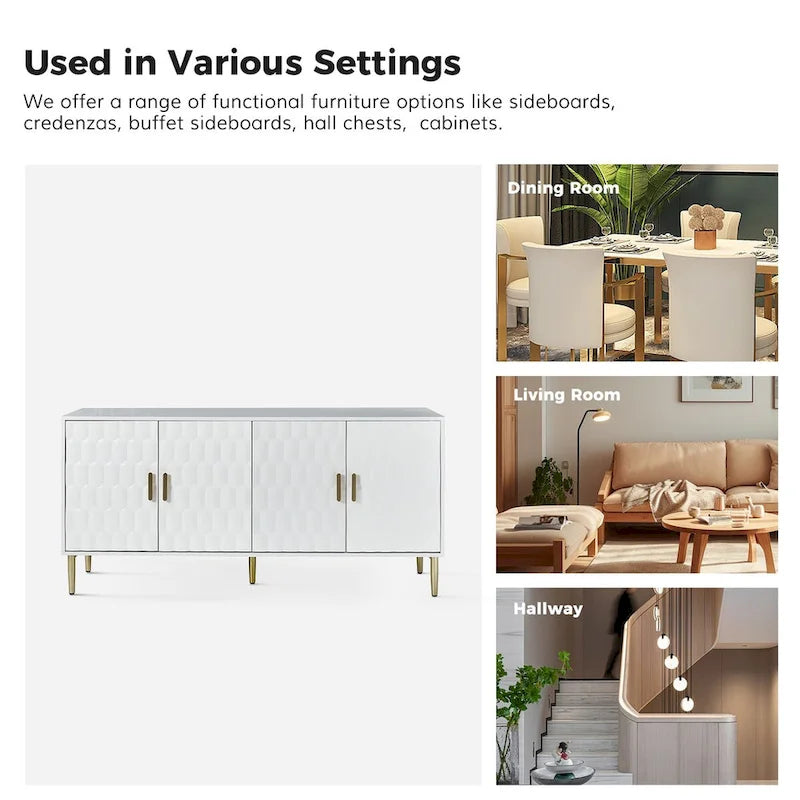 Buffet moderne de 160 cm de large avec étagères réglables par HULALA HOME