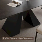 Table à manger moderne extensible 63-95, plateau en pierre frittée mate, table de cuisine moderne pour 6-10 personnes - 94,5 x 35,4