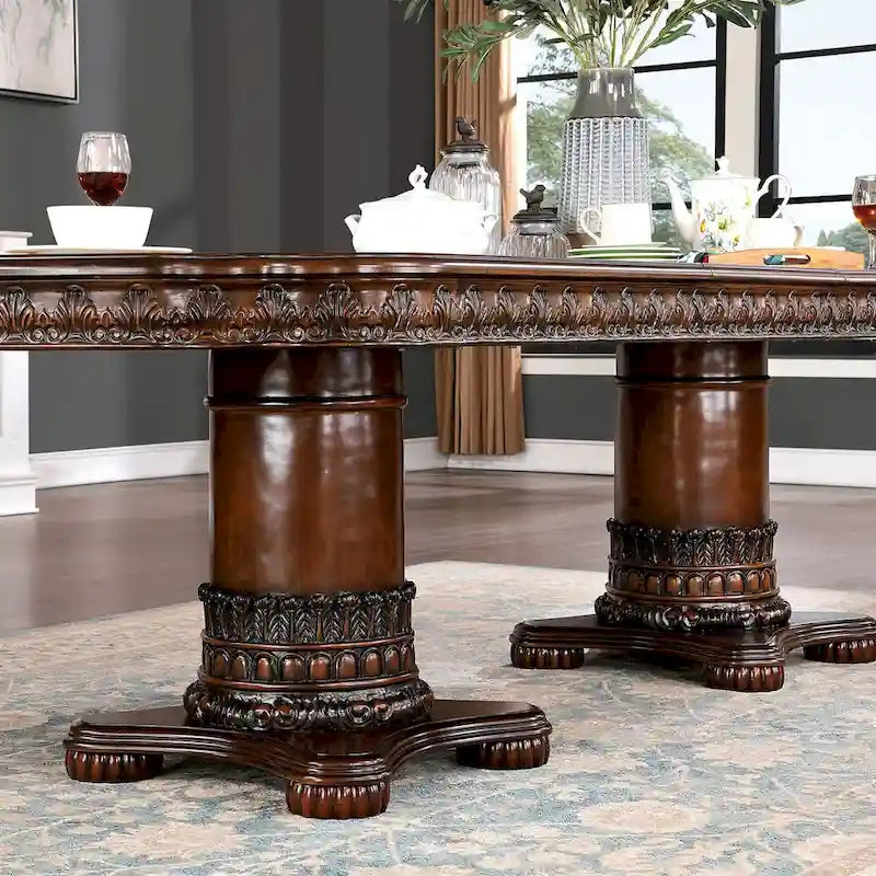 Ensemble de salle à manger extensible 7 pièces traditionnel en bois massif de cerisier Abeena de Furniture of America