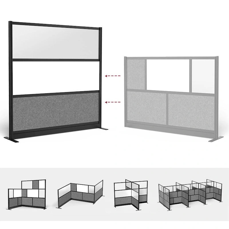 Système de cloison modulable – Cadre noir – Panneau de départ 70 x 70 – Panneaux larges