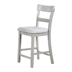 Ensemble 5 pièces Cher, table à manger hauteur comptoir, 4 chaises, tissu gris, bois