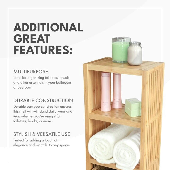 Produits Étagère de salle de bain autoportante de luxe à 4 niveaux en bambou, Organisateur de salle de bain avec étagères de rangement