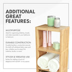 Produits Étagère de salle de bain autoportante de luxe à 4 niveaux en bambou, Organisateur de salle de bain avec étagères de rangement
