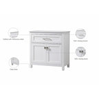Meuble de rangement de salle de bain autoportant Indigo Home 30 pouces - 30 x 16