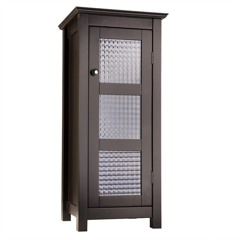 Meuble de salle de bain en bois avec porte vitrée marron - 33P x 34,3L x 77,5H cm