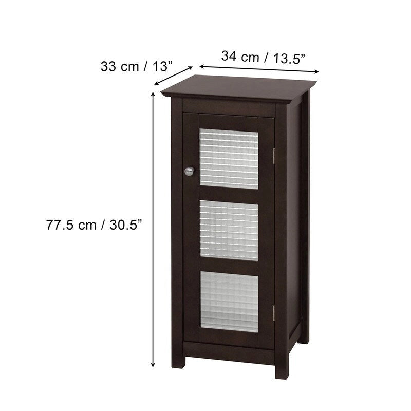 Meuble de salle de bain en bois avec porte vitrée marron - 33P x 34,3L x 77,5H cm