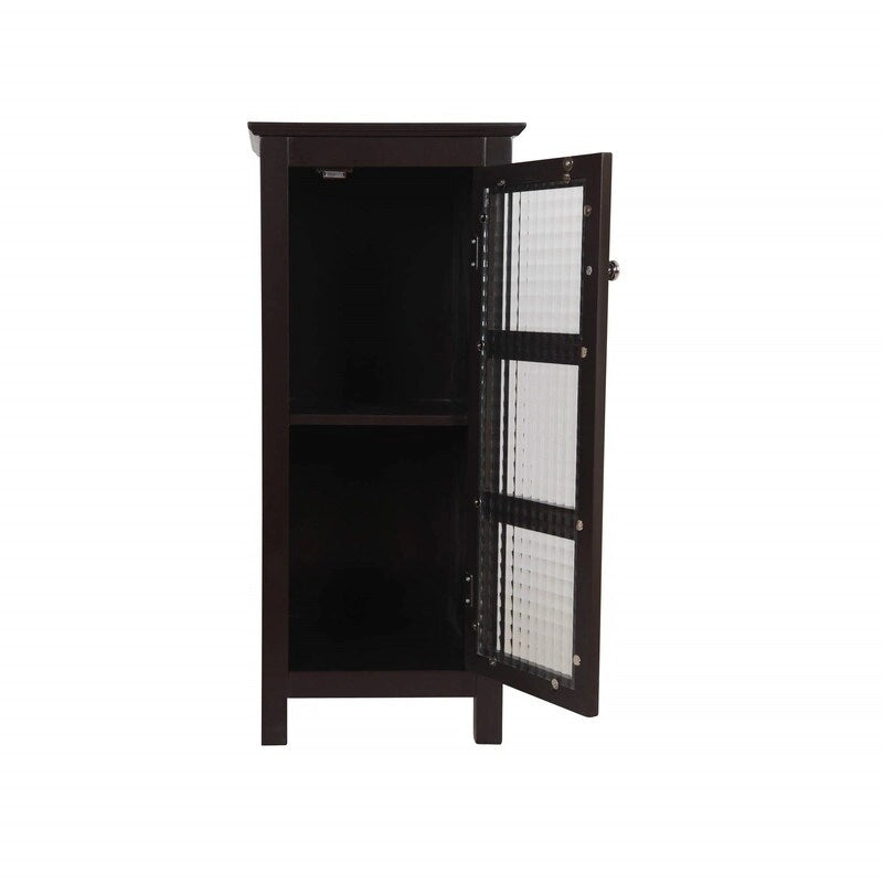 Meuble de salle de bain en bois avec porte vitrée marron - 33P x 34,3L x 77,5H cm