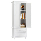 Armoire de salle de bain haute avec deux tiroirs et deux portes