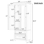Armoire de salle de bain haute avec deux tiroirs et deux portes