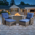Ensemble mobilier de jardin 5 pièces avec table brasero - Gris