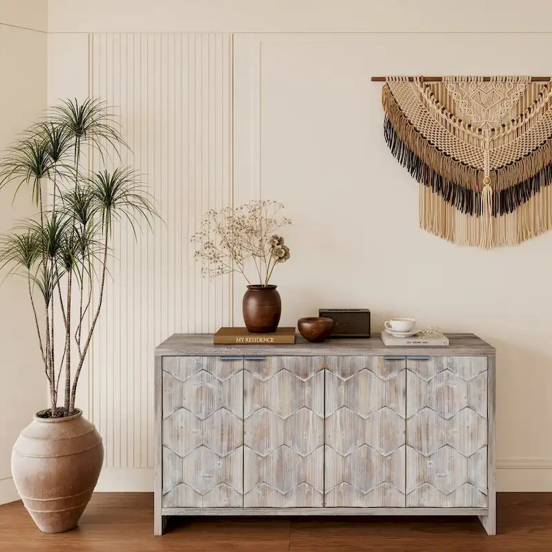 Buffet de service en bois style ferme avec portes