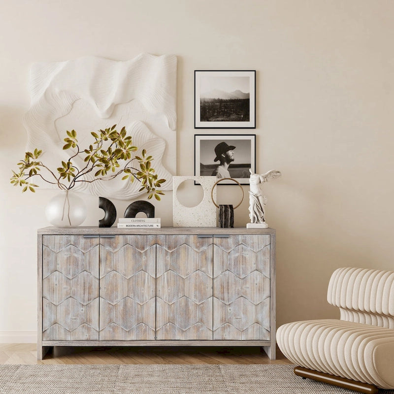 Buffet de service en bois style ferme avec portes