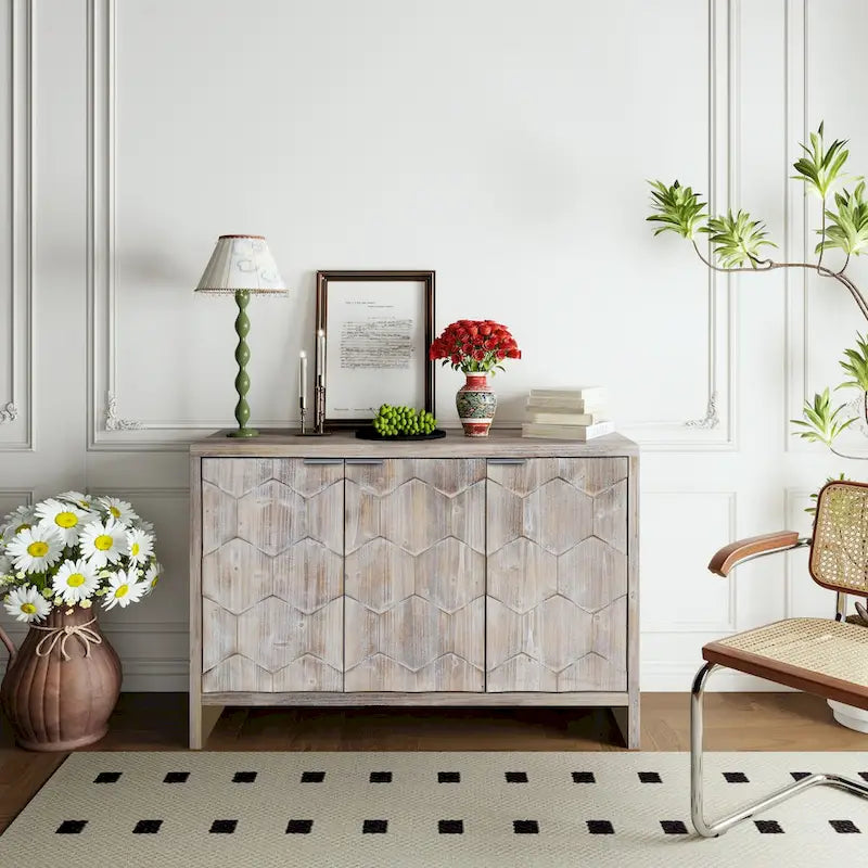 Buffet de service en bois style ferme avec portes