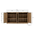 Buffet rustique en similicuir tressé de 65 pouces avec portes de grange