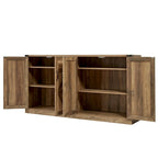 Buffet rustique en similicuir tressé de 65 pouces avec portes de grange