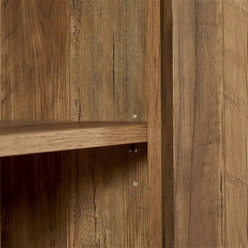Buffet rustique en similicuir tressé de 65 pouces avec portes de grange