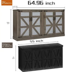 Buffet rustique en similicuir tressé de 65 pouces avec portes de grange