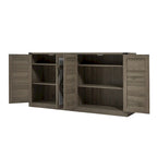 Buffet rustique en similicuir tressé de 65 pouces avec portes de grange