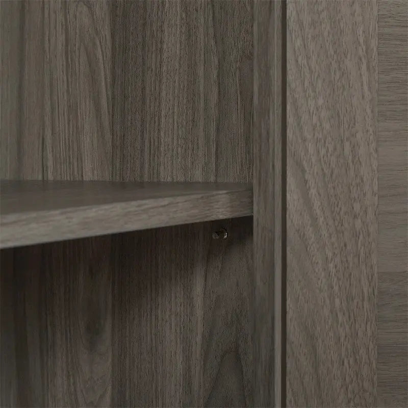Buffet rustique en similicuir tressé de 65 pouces avec portes de grange