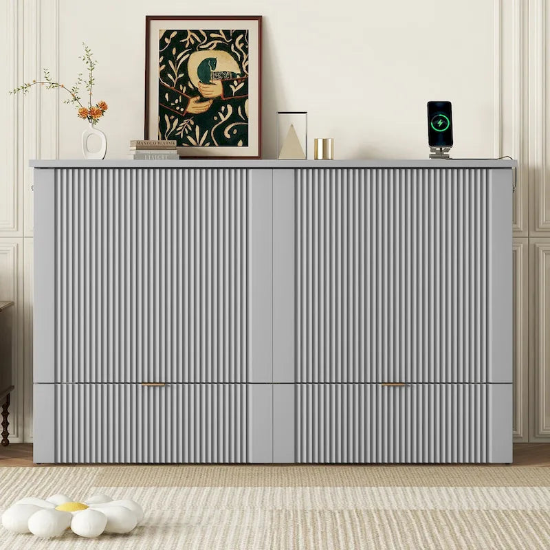 Lit escamotable Merax avec tiroir et un ensemble de prises de courant et de ports USB