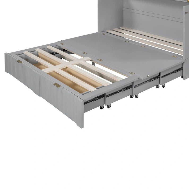Lit escamotable Merax avec tiroir et un ensemble de prises de courant et de ports USB