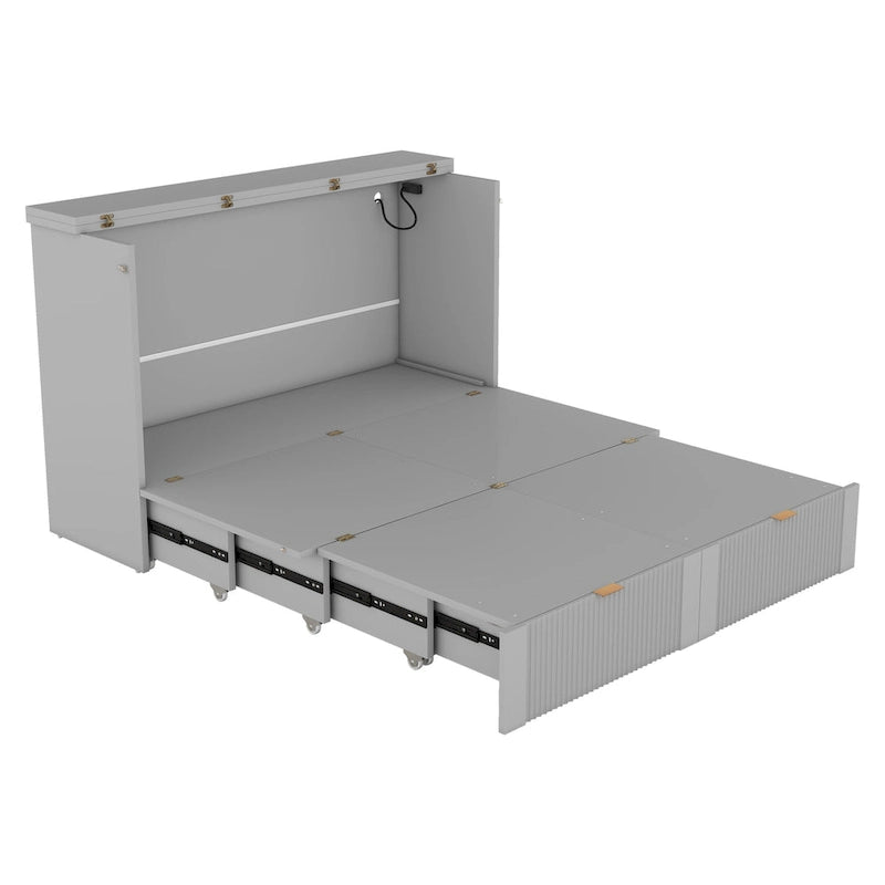 Lit escamotable Merax avec tiroir et un ensemble de prises de courant et de ports USB